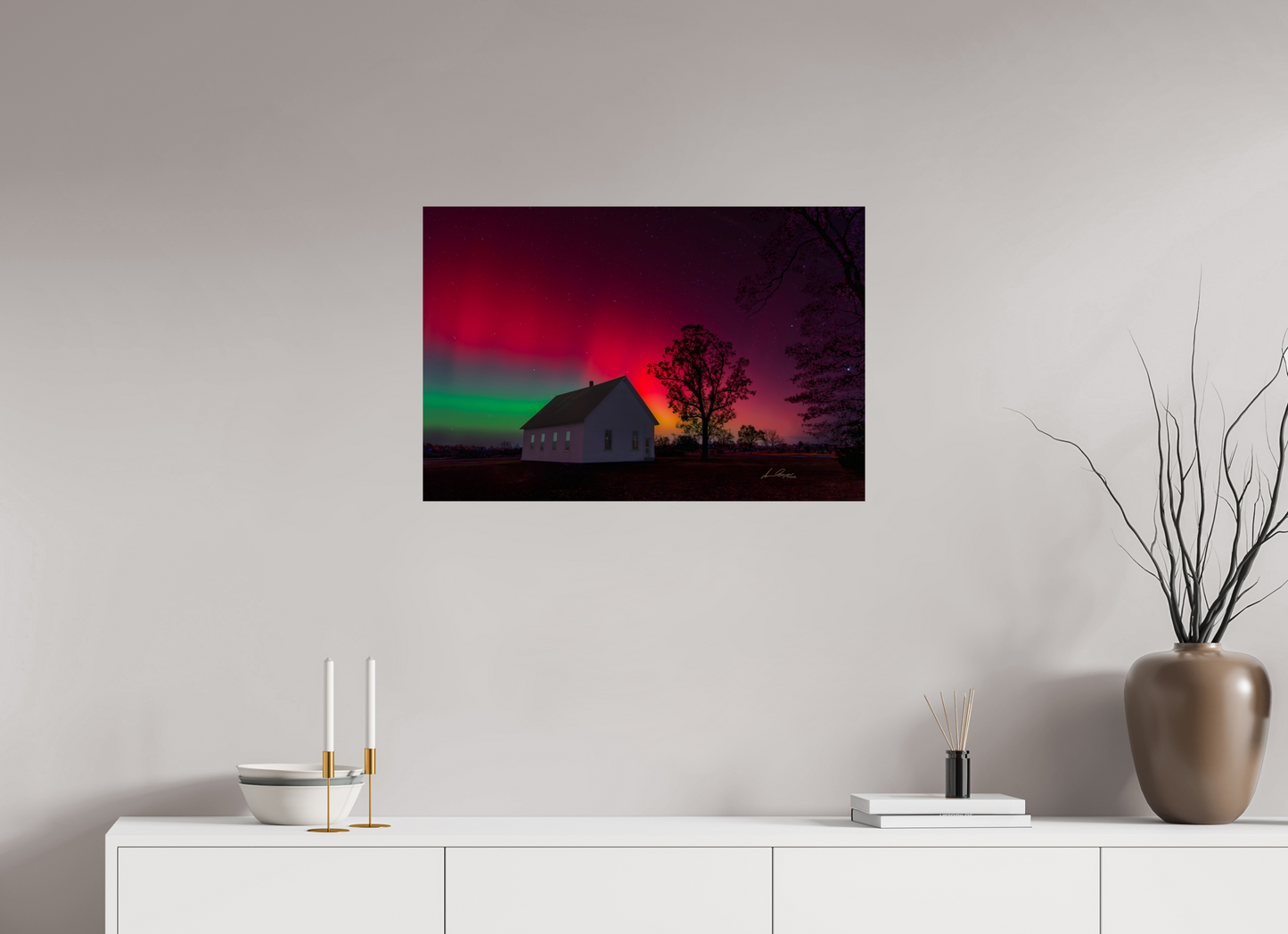 30 x 20″, Print Paper Aurora Over the Ozarks