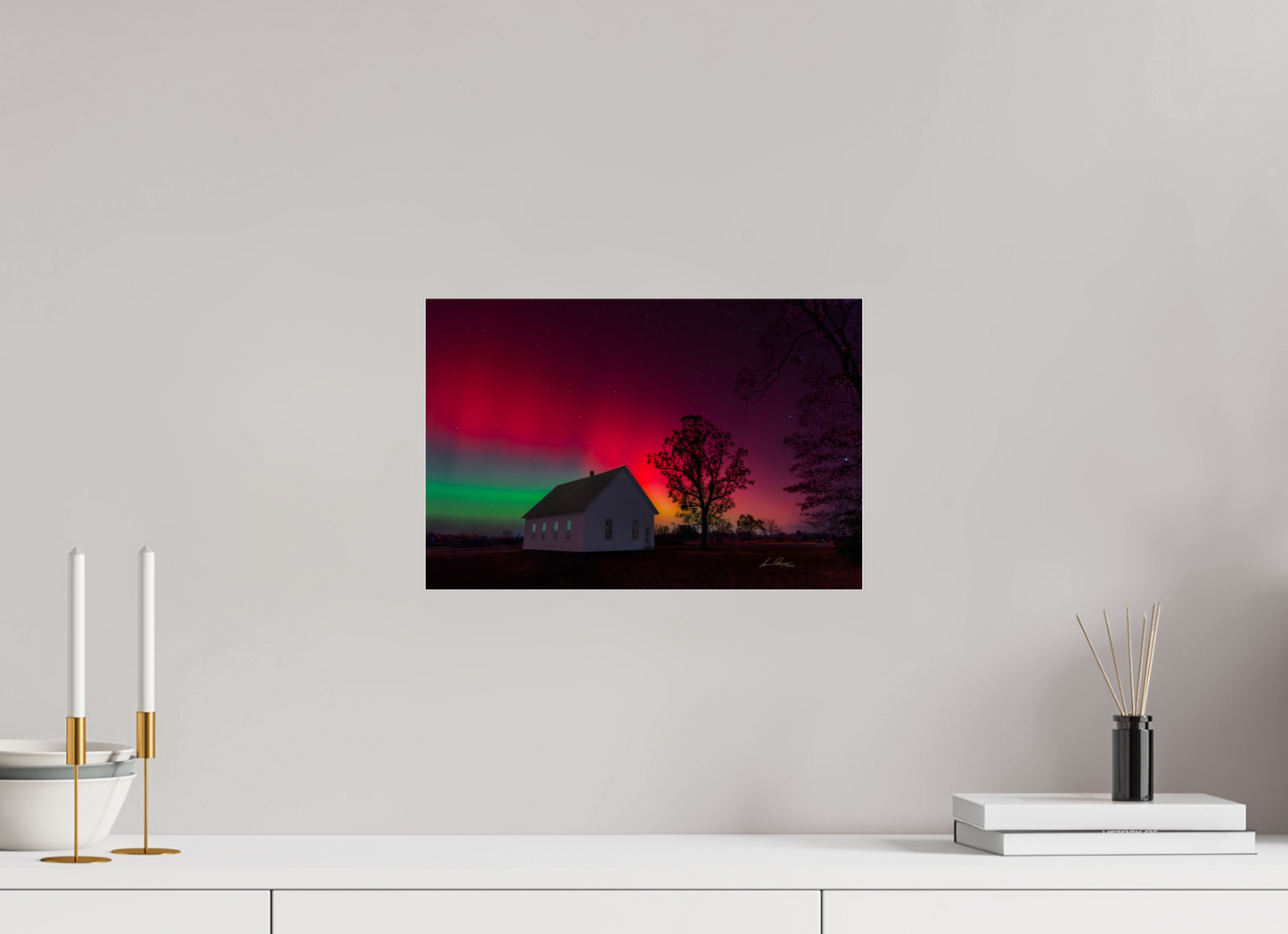 15 x 10″, Photo Print Under Acrylic Glass Aurora Over the Ozarks