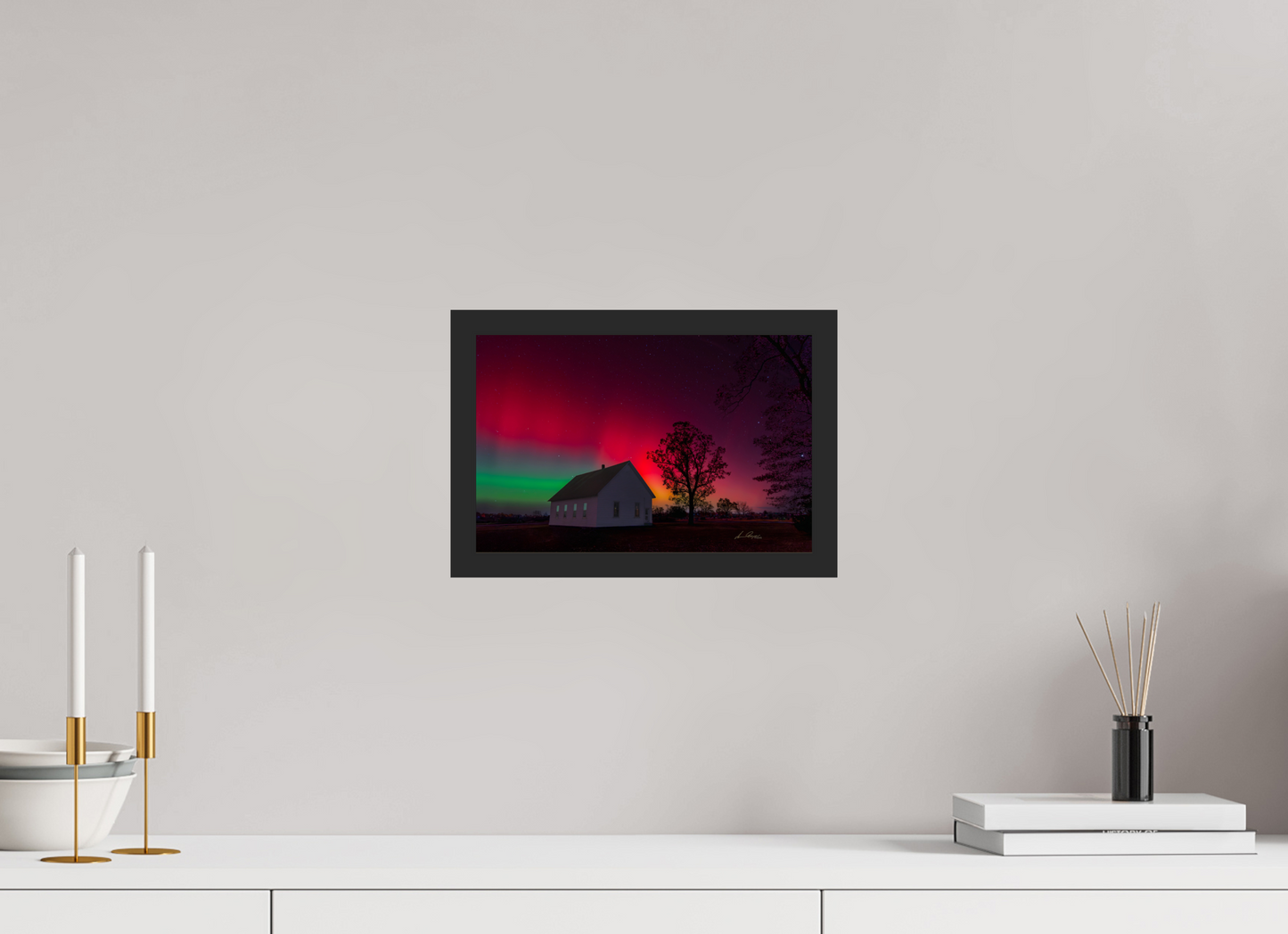 12 x 8″, Gallery Frame Aurora Over the Ozarks