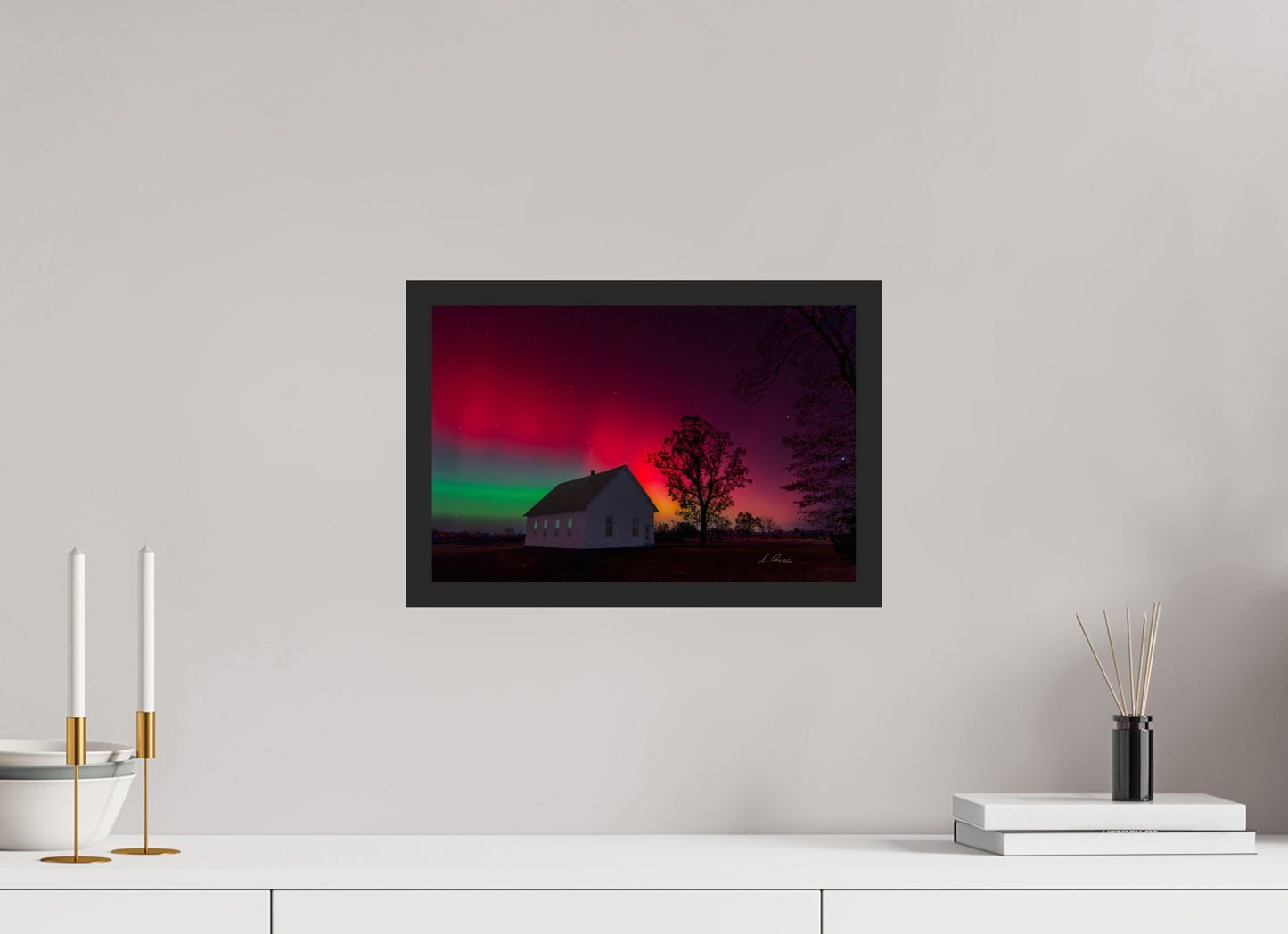 15 x 10″, Gallery Frame Aurora Over the Ozarks
