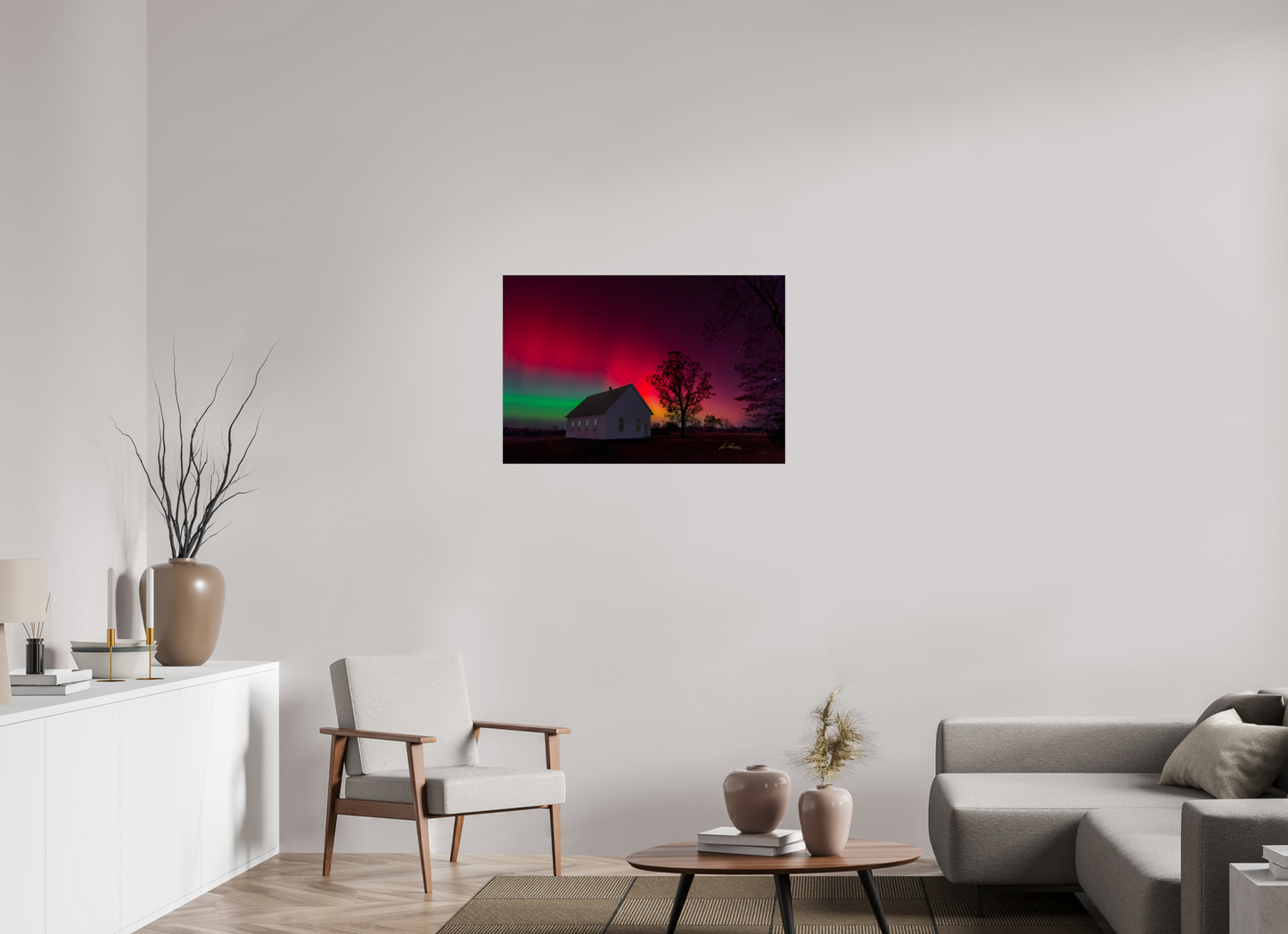 36 x 24″, Photo Print Under Acrylic Glass Aurora Over the Ozarks