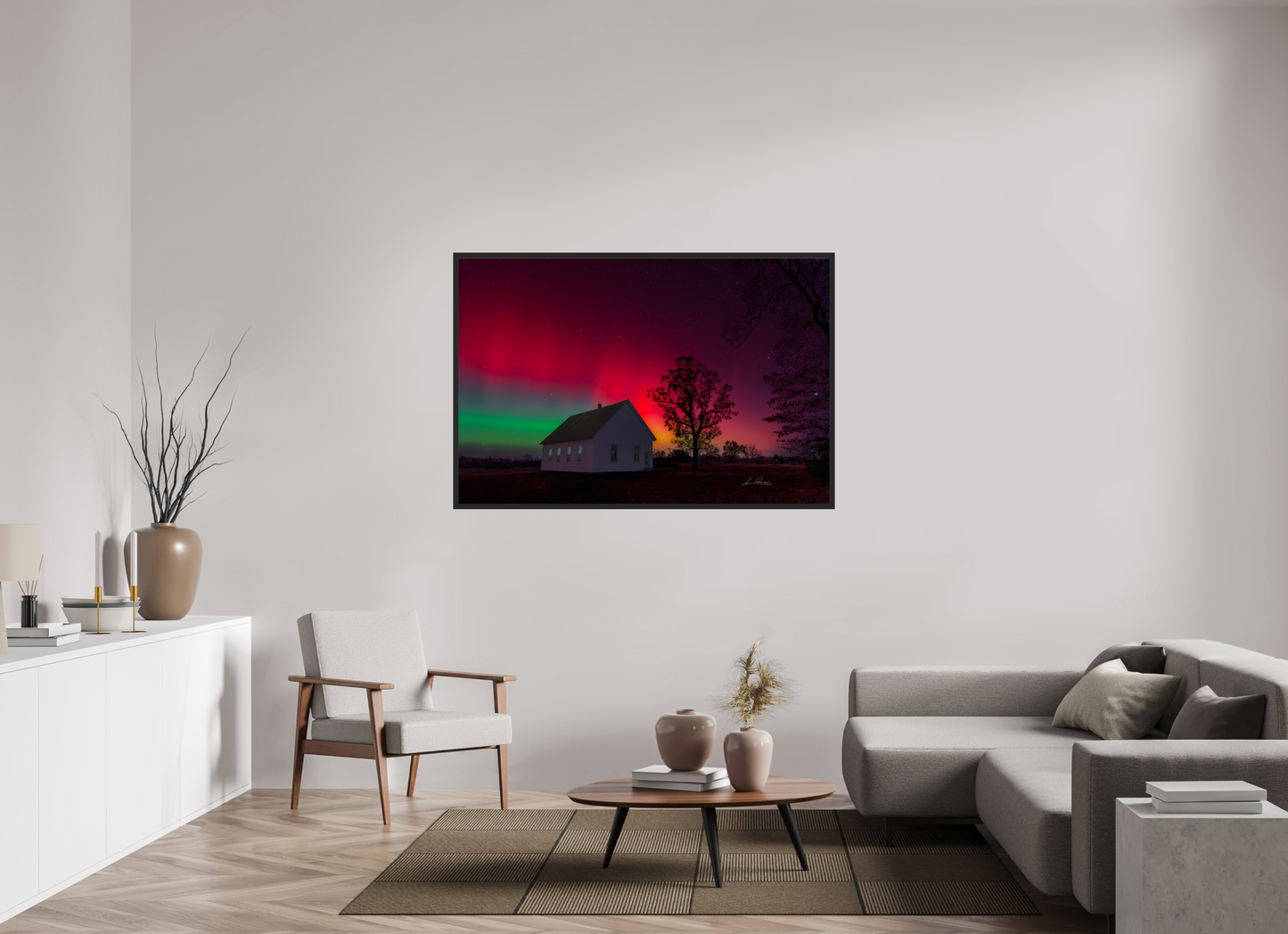60 x 40″, Gallery Frame Aurora Over the Ozarks